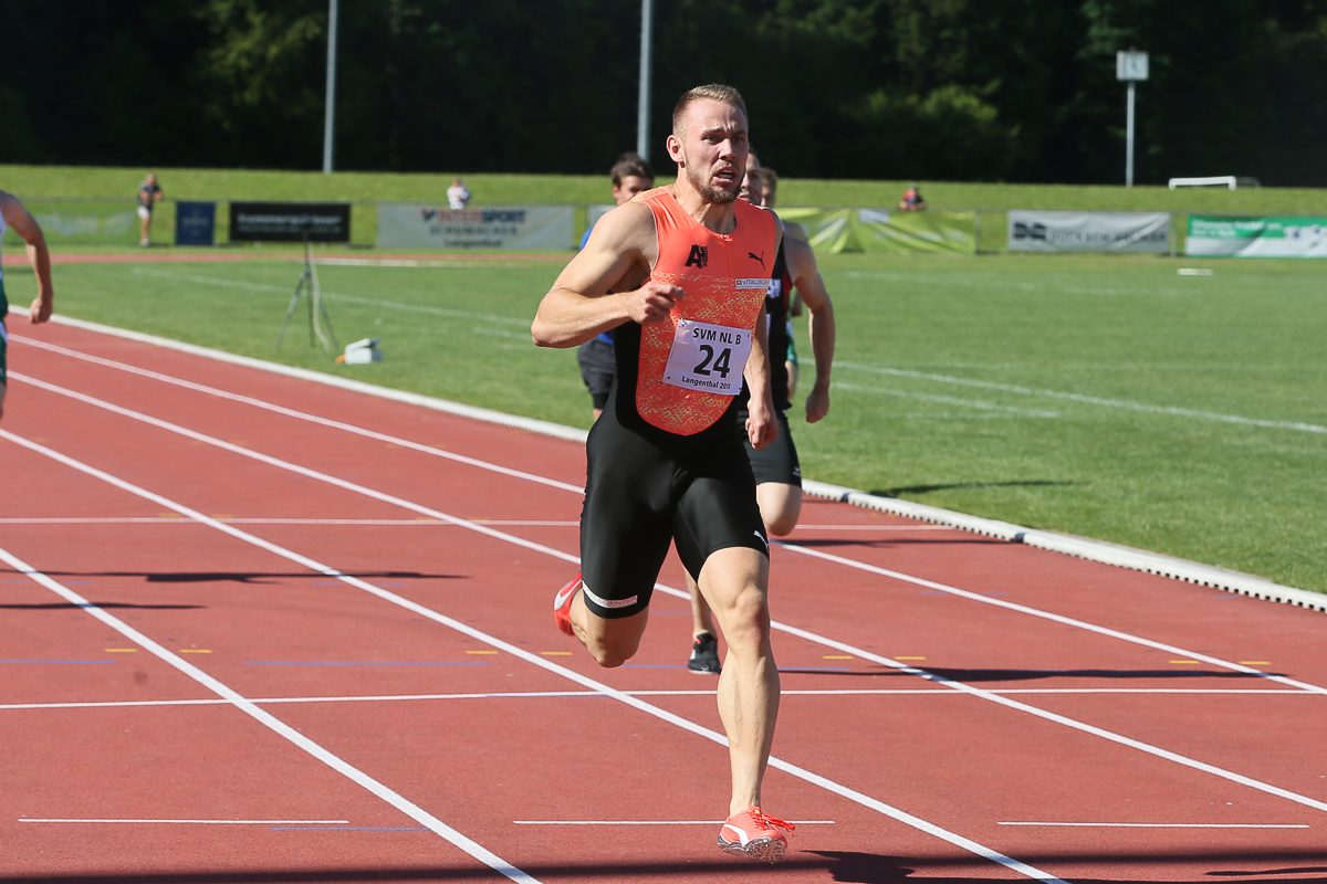 Sprinter Silvan Wicki beim Zieldurchlauf