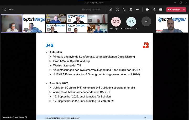 Digitale GV der IG Sport Aargau