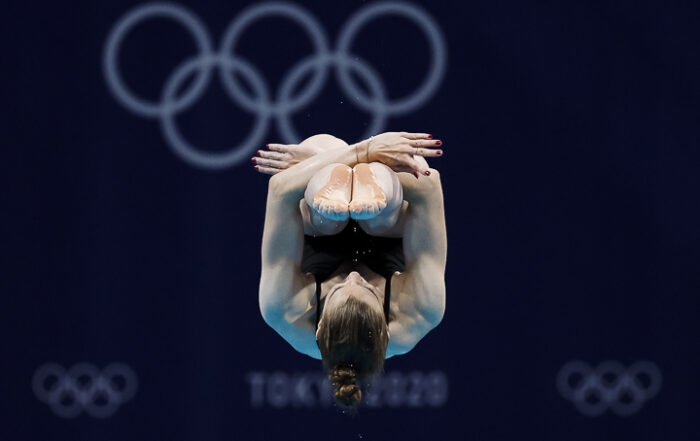 Wasserspringerin Michelle Heimberg in Aktion an den Olympischen Spielen in Tokio