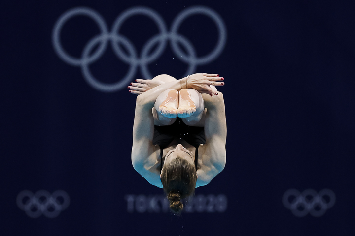 Wasserspringerin Michelle Heimberg in Aktion an den Olympischen Spielen in Tokio