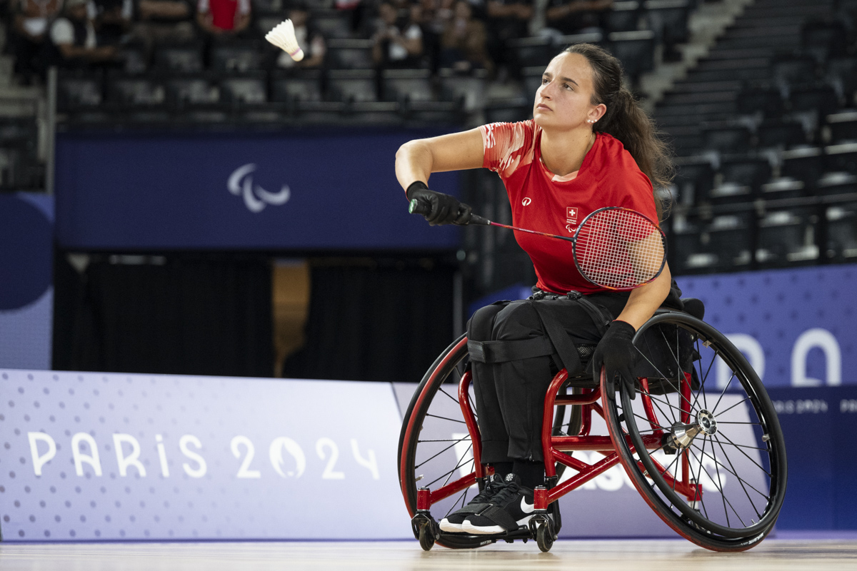 Para-Badmintonspielerin Ilaria Olgiati in Aktion